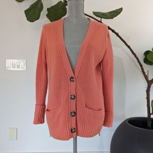 Club Monaco Coral Pink Lambswool Cardigan
